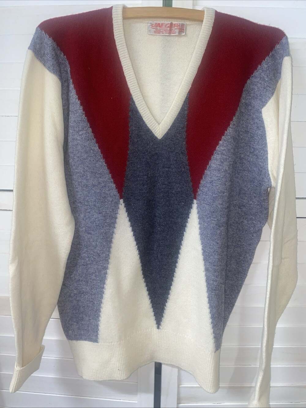 Vintage Jaeger 100% Lambswool V-Neck Argyle Golf Jumper Sweater Sz 40" Scotland